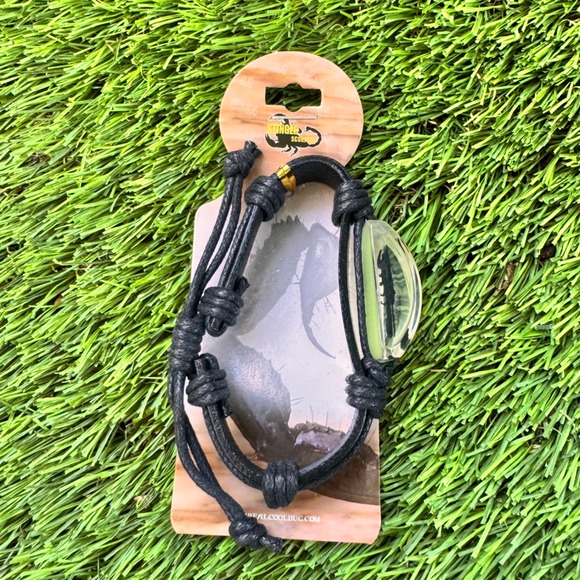 New Scorpion Resin Bracelet Leather Cord Black Insect Jewelry Y2K Gift - Picture 5 of 6